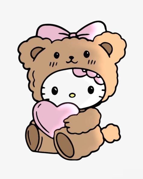 Teddy Bear Heart Drawing, Cute Wallpapers Teddy Bear, Hello Kitty Cute Drawing, Cute Drawings Hello Kitty, Cute Hello Kitty Pictures, Cute Bear Drawings Kawaii, Cute Sanrio Drawings, Cartoon Bear Drawing, Cute Hello Kitty Stickers