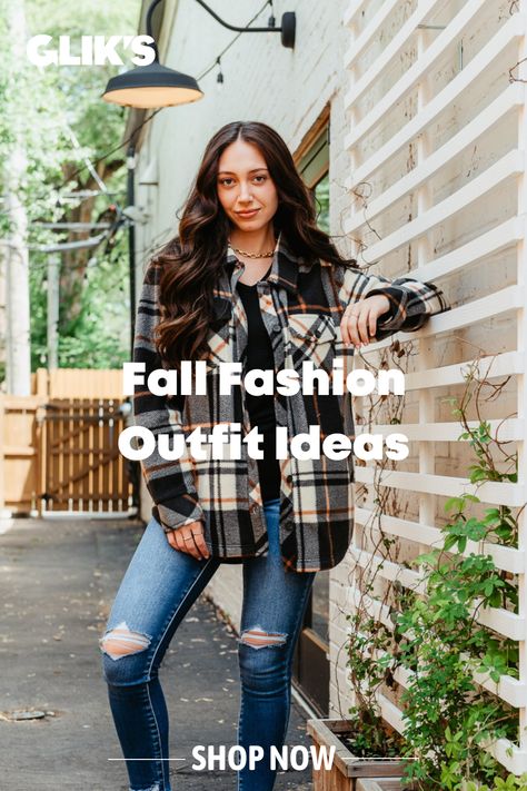 womens fall fashion outfit ideas with plaid shacket and denim Cozy Fall Shacket For Cold Weather, Winter Outdoor Flannel Shacket, Cheap Plaid Flannel Shacket, Fall Plaid Collared Shacket, Plaid Long Sleeve Shacket For Cold Weather, Versatile Fall Outfits, Fall Fashion Trends Casual, Shacket Outfit, Inexpensive Clothes