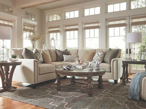 Kieman Sectional Ashley Home Furniture Living Room, Nailhead Sofa, Home Furniture Living Room, Small Bedroom Furniture, Bedroom Furniture Makeover, Ashley Home, Living Room Furniture Layout, Sectional Sofas Living Room, Couch Design