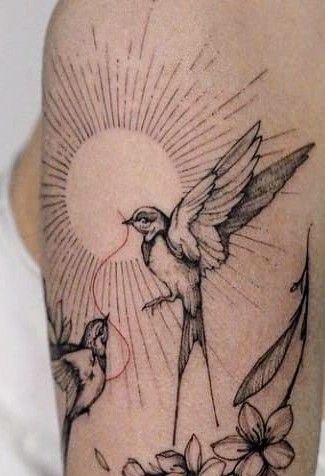 Best Tattoo Ever, Small Girly Tattoos, Sparrow Tattoo, Horoscope Tattoos, Swallow Tattoo, Subtle Tattoos, Spine Tattoos, Humming Bird, Art Tattoos