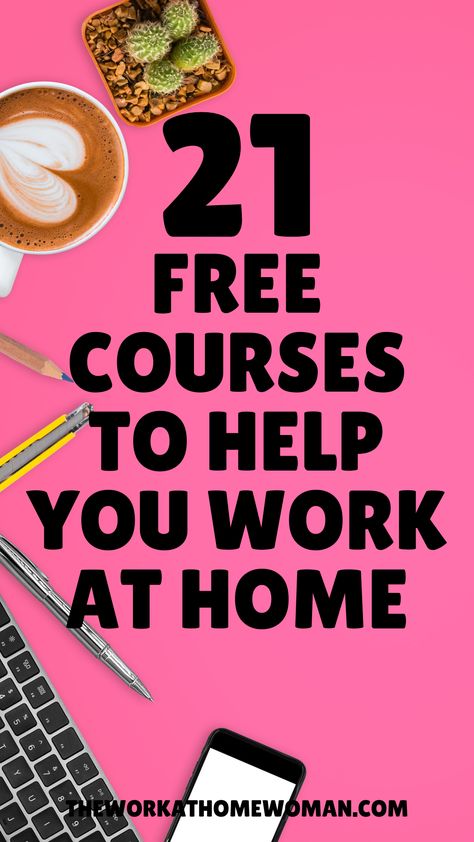 pink background with keyboard, coffee, phone, and cactus. Free Classes Online Education, Free Online Certification Courses, Free Online Classes With Certificate, Free Online Courses With Certificate, Free Certificate Courses, Free College Courses, Free Learning Websites, Transcription Jobs, Free Online Education