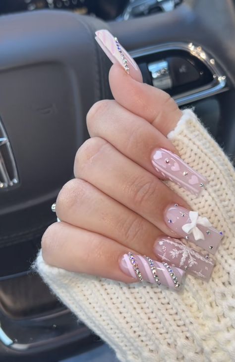 Quartz Nails, Small Nails, Winter Nails Acrylic, Nails Salon, Girly Acrylic Nails, French Acrylic Nails, Waste Of Time, Acrylic Nails Coffin Pink, Long Square Acrylic Nails