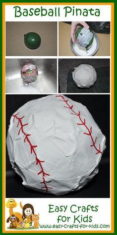 Baseball Crafts for Kids - Baseball Pinata Fun! Baseball Crafts For Kids, Summer Sports Crafts, Baseball Pinata, Crafts For Kids Construction Paper, Sports Crafts For Kids, Halloween Paper Crafts For Kids, Tissue Paper Crafts For Kids, Winter Sports Crafts, Christmas Paper Crafts For Kids