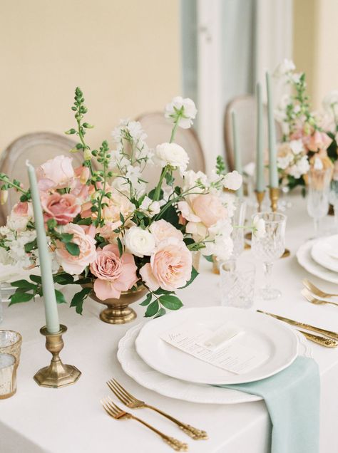 Garden Wedding Inspiration with Provençal charm | Bowral Wedding Inspiration Old World Wedding, White Table Runner, Formal Table Setting, Blush Wedding Flowers, Velvet Rose, Garden Wedding Inspiration, Flower Studio, Pink Garden, Wedding Table Settings