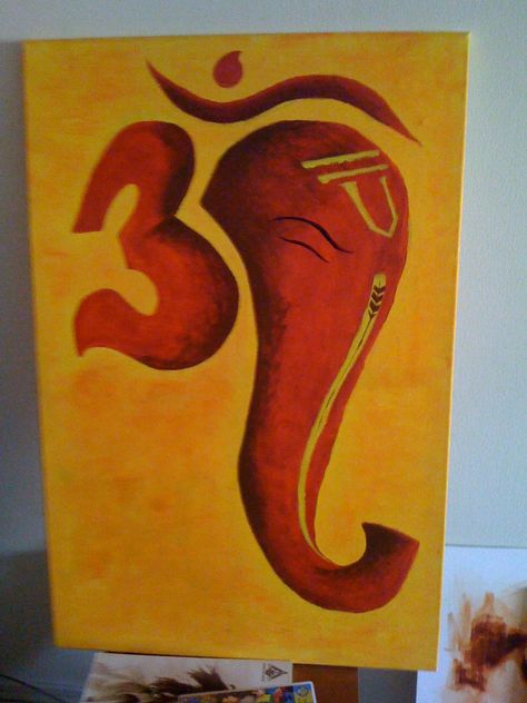 Ganesh Canvas Painting Easy, Abstract Ganesha Painting, Om Ganesh, Ravi Teja, Ganesh Art Paintings, Drawing Eye, Elephant God, Ganesh Art, Lord Ganesha Paintings