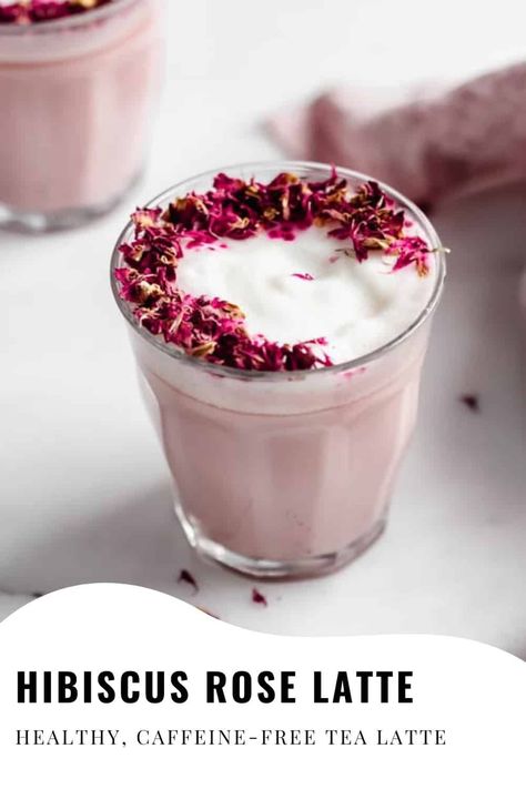 Moon Milk Recipe, Vegan Latte, Rose Drink, Rose Latte, Vegan Drinks Recipes, Rose Flavored, Vegan Drinks, Hibiscus Tea, Latte Recipe