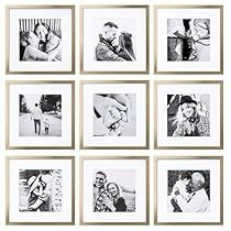 Collection Of Frames On Wall, Gallery Wall Picture Frame Sizes, 9 Picture Gallery Wall, Gold Picture Frames On The Wall, Square Picture Frames Wall, 5x7 Picture Frames Ideas, Picture Frame Wall Ideas, Wall Photo Frame Ideas, Gold Picture Frame Wall