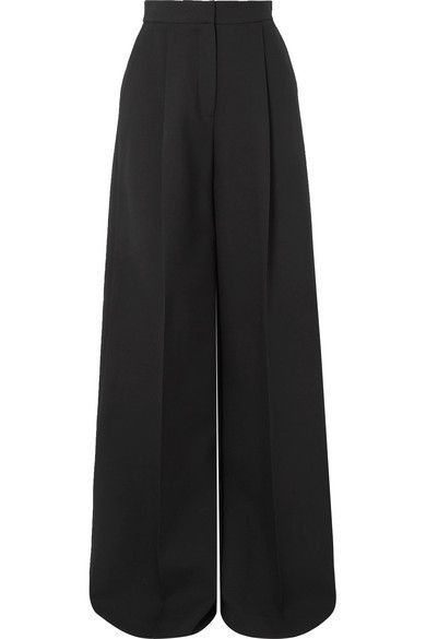 Pants For Long Legged, Wide Leg Black Dress Pants, Black Pants With Black Top, Tailored Wide Leg Trousers, A Line Trousers, Best Wide Leg Pants, Highest Pants, Alexander Mcqueen Pants, Fitted Wide Leg Pants