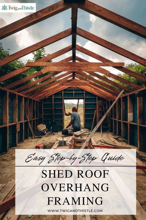 Shed Roof Overhang Framing Shed With Overhang, Diy Shed Roof, Shed Roof Framing, Roof Overhang, Shed Roof, Gable Roof, Diy Shed, Roof Framing, Diy Tips