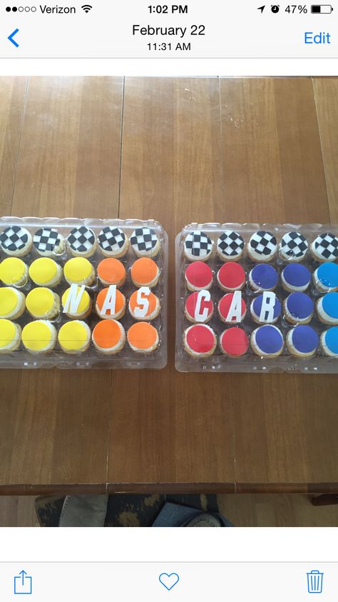 Nascar Party Favors, Race Car Cookie, Nascar Birthday Party Decorations, Nascar 1st Birthday Party, Dale Earnhardt Birthday Party, Nascar Cupcakes, Nascar First Birthday Party, Talladega Nights 1st Birthday Party, Nascar Themed Birthday Party