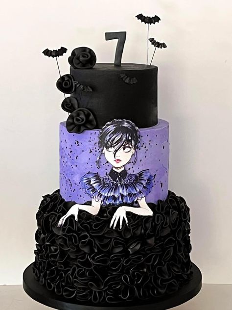 Wednesday Birthday Party Theme Food, Wednesday Addams Sheet Cake, Wednesday Adams Cakes, Wednesday Adam’s Cake, Wednesday Addams Cakes, Wednesday Desserts, Wensday Cake Ideas, Wednesday Theme Cake, Wednesday Addams Cake Ideas