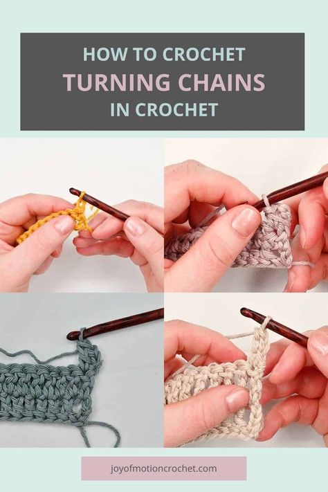 How to Crochet Turning Chains in Crochet - Video & Photo! Crochet Turning Chain, Crochet Chain, Crochet Abbreviations, Crochet Tips, Treble Crochet Stitch, Types Of Stitches, Different Stitches, Crochet Things, Learn How To Crochet