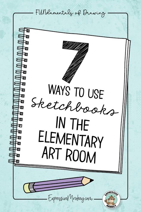 Are you thinking about using sketchbooks in your elementary art classroom? Here's why I started using sketchbooks in my elementary art classroom, 7 ways I used sketchbooks, and benefits students got from drawing in sketchbooks. Plus a few tips for getting started, how to make sketchbooks, and keeping sketchbooks organized. Croquis, Op Art Lessons, Elementary Art Classroom, Art Classroom Management, Classe D'art, Art Teacher Resources, Elementary Art Rooms, Art Lessons For Kids, Art Curriculum