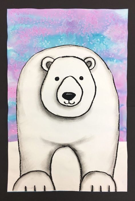 3rd Grade Art Lesson, Winter Art Lesson, Polar Bear Art, Winter Art Projects, 3rd Grade Art, Polar Animals, Sketchbook Cover, Arctic Animals, Art Lessons Elementary