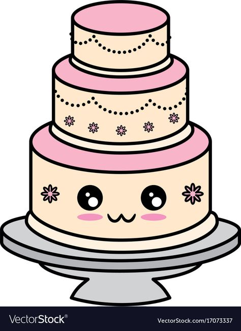 Kawaii Vector, Cake Vector, Cake Cute, Cartoon Kawaii, Cute Wedding, Cute Cartoon, Wedding Cake, Adobe Illustrator, Vector Images