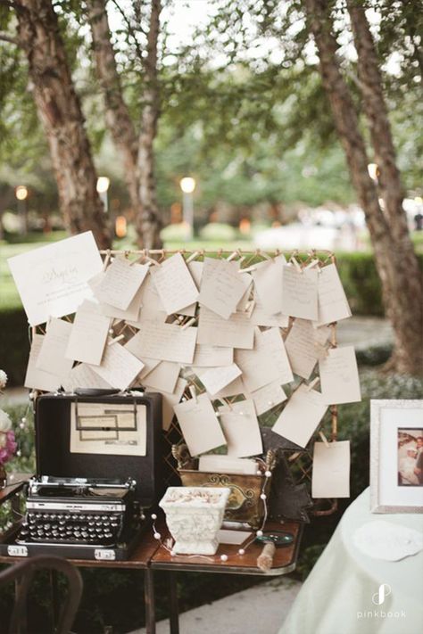 Unique Wedding Guest Book Ideas - Pink Book - Your Bridal Bestie Decor Photobooth, Old Typewriter, Wedding Guest Book Unique, Quirky Wedding, Garden Wedding Decorations, Pink Books, Wedding Guest Book Alternatives, Vintage Typewriters, Magical Wedding