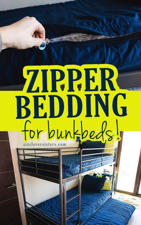 Have kids with bunk beds who can't neatly make their bed? (and who can blame them!!) This zipper bedding for bunkbeds was the solution to our messing bed making problem. You will be amazed at this great solution! It certainly keeps my kids rooms looking much much neater! #organize #organization #mom #kids #raisingkids #hack #bunkbed #howto #tips Bubble Wrap Window Insulation, Bedding For Bunk Beds, Duvet Hack, Bubble Wrap Windows, Zip Up Bedding, Bunk Bed Accessories, Zipper Bedding, Condo Interior Design, Loft Bunk Beds