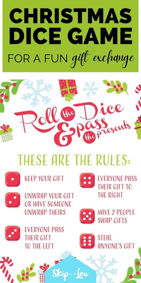 Christmas Games For Family With Money, Roll Dice Christmas Game, Christmas Dice Games, Bunko Food, Christmas Dice Game, Christmas Gift Exchange Games, Christmas Charades, Christmas Gift Games, Clay Vessels