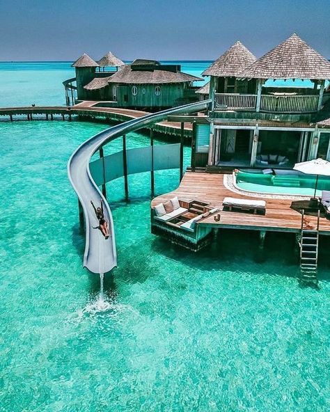 Overwater Bungalow in Maldives. 20 Amazing Hotels In Striking Locations You Must Visit. #maldives #resort Soneva Jani, Overwater Bungalows, Dream Vacations Destinations, Clear Blue Water, Dream Travel Destinations, Dream Holiday, Incredible Places, Future Travel, Vacation Places