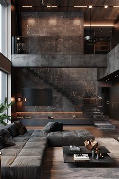 Luxurious House Living Room, Dark Luxurious Living Room, Dark Luxury Interior Design, Dark Home Decor Living Room, Modern Luxury Apartment Interior Design, Luxury Living Room Dark, Dark Room Inspiration, Dark Modern Apartment, Dark Interior Design Luxury