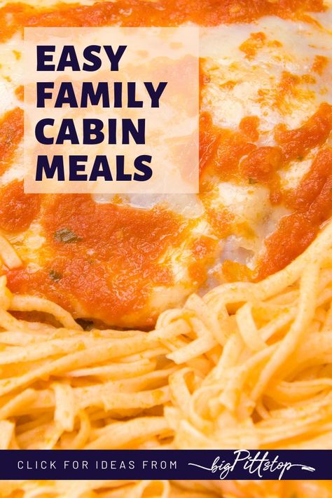 This Road Trip Menu and Grocery list for a family road trip is everything you need to build a menu for a weekend at a cabin, an epic family road trip menu, or just preparing for family adventures to a State or National Park. These easy family meals for vacationing are perfect for adults, kids, grandmas, and toddlers. These same menus work for weekends at a cabin or an extended family trip. #vacationmeals #roadtripmeals #campfiremeals #roadtripmenu #mealsatairbnb Easy Beach Condo Meals, Weekend Menu For Cabin, Easy Dinner Recipes For Family Vacation, Easy Vacation Meals For A Crowd, Easy Cabin Meals Dinners, Cabin Meals For Two, Food For Cabin Weekend, Meals For Cabin Weekend, Cabin Vacation Meal Planning