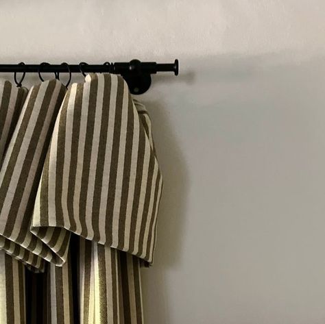 Tori Murphy on Instagram: "Flop over frill 💫 The curtain header that’s stolen our hearts! Available in over 40 fabrics online and the full Tori Murphy collection if you contact madeforme@torimurphy.com but it's the Merino Wool, Harbour Stripe that seems so at home with this beautiful style. Available in Sage (seen here with a 30cm flop!), Mushroom, Chestnut, Black and Rose. Order swatches online, curtains made in England & delivered in two weeks.⁠.. ⁠ #madeforme #torimurphy #torimurphytextiles #torimurphycurtains #nurserycurtains #kidsroominspo" Striped Curtains Living Room, Pinstripe Curtains, Stripe Curtains Living Room, Tori Murphy, Ticking Stripe Curtains, Strip Curtains, Patterned Curtains, Cottage Curtains, Bedroom Victorian