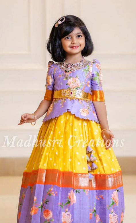 Traditional Baby Dresses, Indian Dresses For Kids, Kids Party Wear Dresses, Kids Dress Collection, Kids Wear Girls, Kids Blouse Designs, Kids Lehenga, Kids Frocks Design, Kids Dress Wear