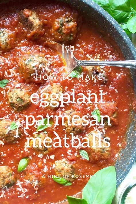 Eggplant Meatballs, Eggplant Recipes Easy, Spaghetti Meatballs, Parmesan Meatballs, Tasty Meatballs, Eggplant Dishes, Baked Eggplant, Eggplant Parmesan, Eggplant Recipes