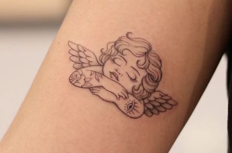 Tattoo Ideas, Kawaii, Kawaii Tattoos, Cherub Tattoo, Self Love Tattoo, Kawaii Tattoo, Jesus Love, Small Tattoo, Love Tattoos