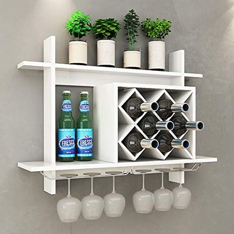 Wine Rack Inspiration, Wall Mount Wine Rack, Diy Wine Rack Projects, Wine Rack Projects, Winery Decor, Wine Rack Glass Holder, Contemporary Wine Racks, Wine Rack Shelf, Mounted Wine Rack