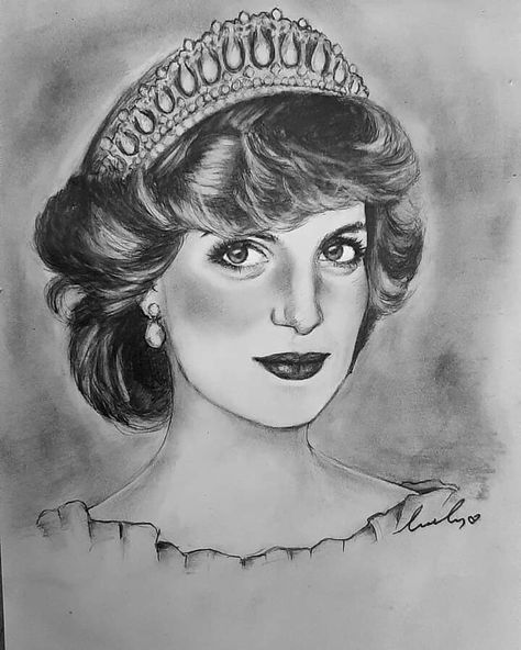 Diana Drawing, Cool Pencil Drawings, Easy Drawings Sketches, Beautiful Lady, Lady Diana, Princess Diana, Drawing Sketches, Pencil Drawings, Easy Drawings