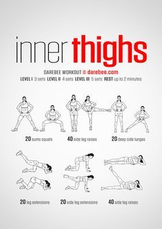 Inner Thighs Workout Thigh Exercises, Darebee Workout, Workout Morning, Motivație Fitness, Inner Thigh Workout, Latihan Yoga, Trening Fitness, Formda Kal, An Exercise