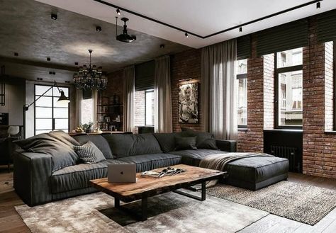 Tumblr Copper Living Room, Industrial Style Interior, Loft Interiors, Industrial Interior Design, Small Apartment Living Room, Loft Design, Loft Style, A Living Room, Home Room Design