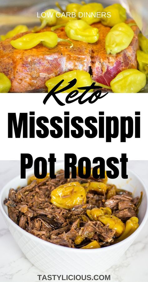 keto dinner ideas | low carb dinners | easy keto recipes | easy low carb recipes | keto food ideas Pot Roast Mississippi, Keto Mississippi Pot Roast, Keto Pot Roast, Mississippi Pot Roast Recipe, Roast Mississippi, Meat Entrees, Keto Meat, Yummy Bites, Pot Roast Recipe