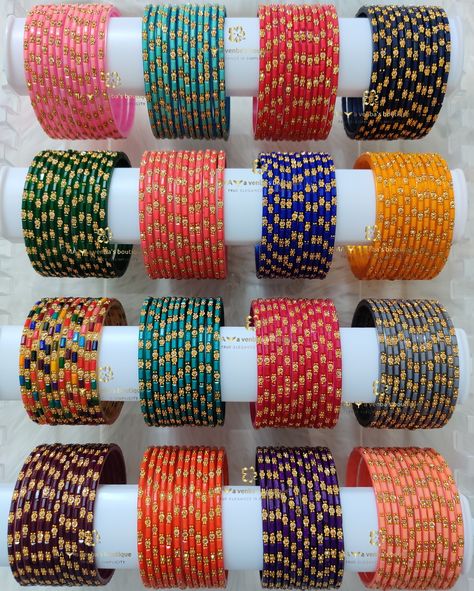 ❣️ Glass Bangles :: Available in 15+ unique colors💖 🌟 Only limited stock :: Sizes 2.6, 2.8 only 💌 We’re exclusively specialized in handmade silkthread shining finishing and intricate stone finishing 🥰🥰 ⚜️ Follow @maya_venba_boutique for exquisite bangles collections with exclusive finishing ❣️ ❣️DM/Whatsapp - 8637452661 for orders ❣️ Bridal bangles & Bulk bridal packages are available ❣️ Bulk orders are accepted ❣️ Return gifts orders are taken for all occasions ❣️ Worldwide shipping... Jewellery Bangles, Jewel Design, Thread Bangles Design, Colorful Bangles, Kundan Bangles, Bridal Packages, Glass Bangles, Return Gifts, Thread Bangles