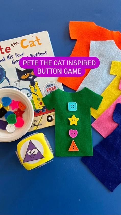 Pete The Cat And His 4 Groovy Buttons, Pete The Cat And His Four Groovy Buttons Craft, Pete The Cat Math Activities, Pete The Cat Activities For Preschoolers Free Printable, Pete The Cat Activities For Preschoolers, Math Tool Kit, Preschool Clothes, Pete The Cat Activities, Pete The Cat Buttons