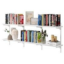 Living Room Wall Shelves, Room Wall Shelves, Wall Book Shelf, White Floating Shelf, Bookshelves Living Room, Wall Shelving Systems, Book Shelf Decor, Floating Books, Shelf For Living Room