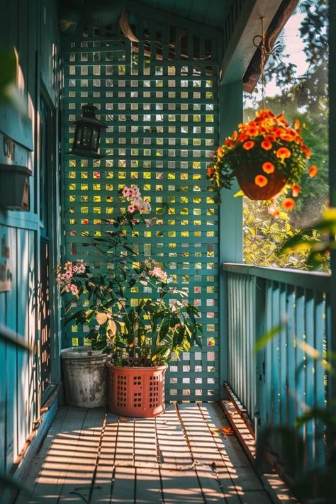 Creative Porch Lattice Ideas to Elevate Your Home Lattice On Porch For Privacy, Creative Front Porch Ideas, Deck With Lattice Privacy, Lattice Sunroom, Lattice Screen Porch, Lattice On Porch, Lattice Enclosed Porch, Lattice Privacy Screen For Porch, Trellis On Porch