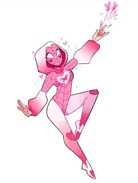 Spider Man And Gwen Drawing, Spiderman Oc Art Suit, Spidergirl Drawing, Spider Sona Ideas, Spider Man Ocs, Pink Superhero Suit, Spiderman Oc Girl, Hood Reference, Spidersona Oc