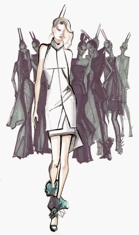 Melique-Street-Rick-Owens-Spring-2011 Melique Street, Toronto Illustration, Women Drawings, Fashion Design Software, Fashion Illustrators, Hanne Gaby Odiele, Sketch Fashion, Fashion Artwork, Fashion Drawings