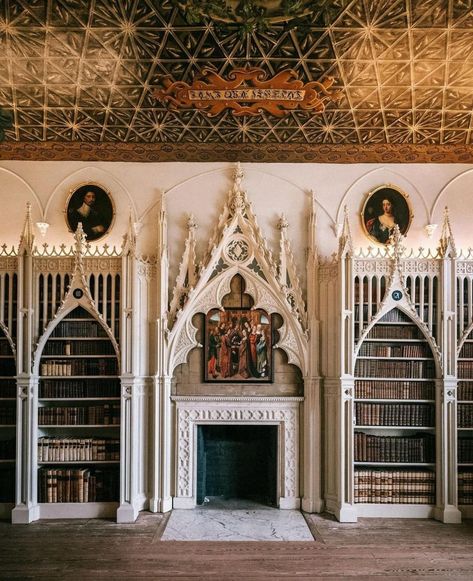 The Library at Strawberry Hill House was created by Horace Walpole, 4th Earl of Orford, in the 18th century. He designed the room in… | Instagram Fireplace Arch, Amazing Libraries, Margaret Of Anjou, Strawberry Hill House, Horace Walpole, The Great Fire Of London, 18th Century House, St. Paul’s Cathedral, Family Motto