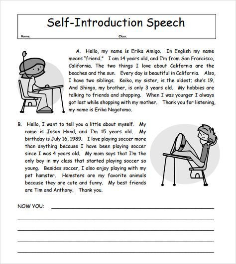 amp-pinterest in action Introduce Yourself Ideas, Self Introduction Speech, Speech Examples, Self Introduction, English Speech, Introduction Letter, Mean Friends, Essay Format, English Learning Spoken