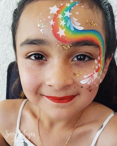 Get inspired with these adorable Halloween makeup ideas for little princesses. From fairies to royal, make your child’s costume complete with these looks. Face Painting Unicorn, Face Painting Images, Easy Face Painting Designs, Rainbow Face Paint, Princess Face Painting, Eye Face Painting, Halloween Makeup For Kids, Cool Face Paint, Festival Face Paint