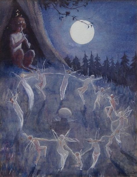 Peggy L. Smith | Dance of the Fairies | MutualArt In The Woods, Full Moon, Enchanted, Dancing, Trees, Moon, On Twitter, Twitter