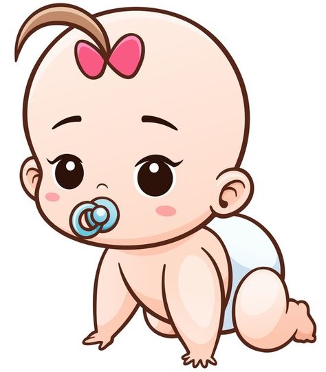 Cartoon baby learn to crawl Premium Vect... | Premium Vector #Freepik #vector #baby-cartoon #little-baby #baby-smile #cute-baby Baby Cartoon Characters, Baby Cartoon Drawing, Images Kawaii, Baby Illustration, Baby Posters, Baby Painting, Crawling Baby, Baby Drawing