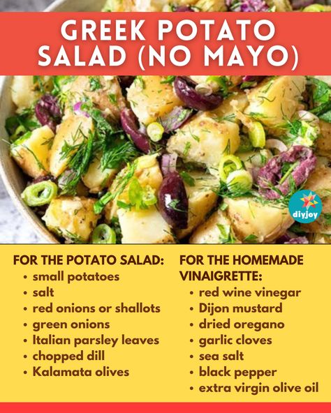 This Greek potato salad recipe is packed with herbs, onion, potatoes, and delicious flavors. It's easy to make and is the perfect side dish. Greek Salad With Potato Salad, Greek Potato Salad, Deviled Egg Potato Salad, Onion Potatoes, Greek Pasta Salad Recipe, Bacon Chili, Potato Salad With Egg, Greek Potatoes, Deviled Eggs Easy