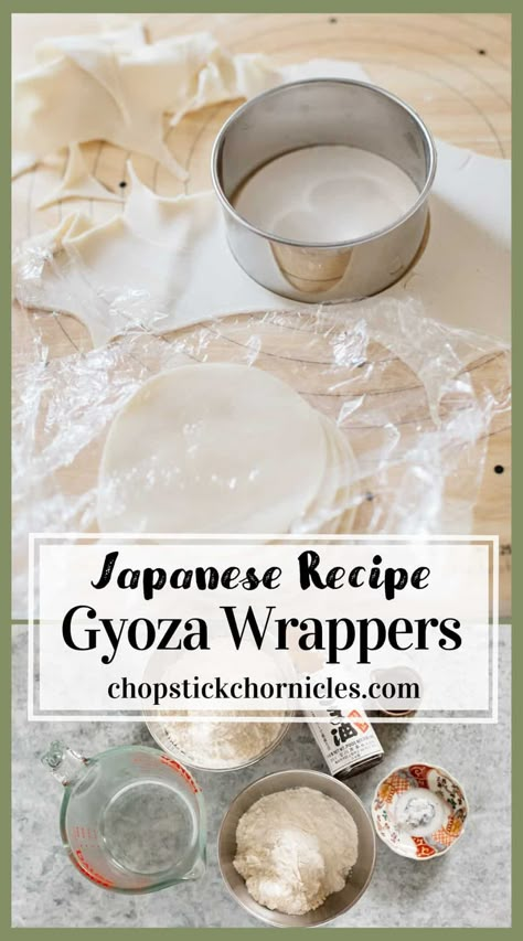 An easy recipe for home-made Japanese gyoza wrappers. The gyoza wrapper recipe only requires 3 ingredients that you already have in your pantry. Follow this recipe to see how to make gyoza wrappers. They can be made gluten-free or vegan. #gyozawrappers #gyoza #gyozawrapperrecipe Gyoza Wrapper Recipe, Gyoza Wrappers, Japanese Gyoza, Japanese Side Dish, Japanese Meals, Recetas Salvadorenas, Famous Food, Japanese Recipe, Asian Inspired Recipes