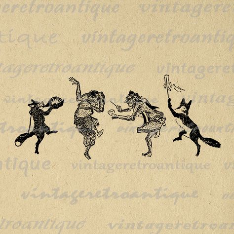 Vintage Dancing, Fox Images, Image Graphic, Vintage Fox, Printing Fabric, Antique Artwork, Clip Art Vintage, Illustration Vintage, Vintage Clip