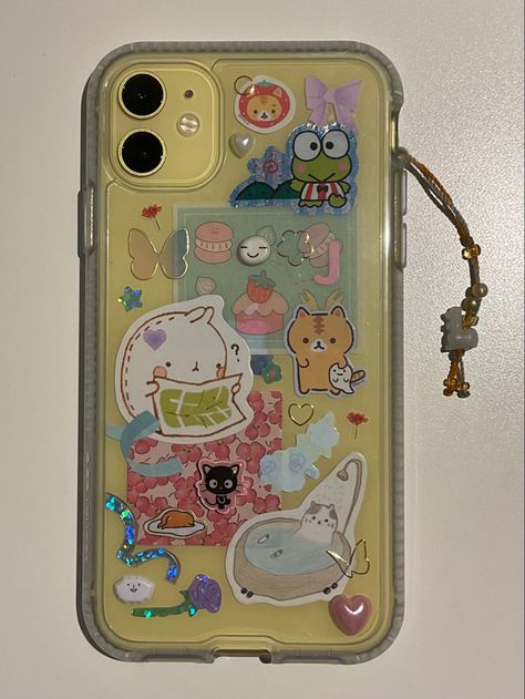 Clear Phone Case Design, Produk Apple, Stickers Kawaii, Iphone Case Stickers, Kawaii Phone Case, Yellow Iphone, Deco Stickers, Collage Phone Case, Phone Inspiration