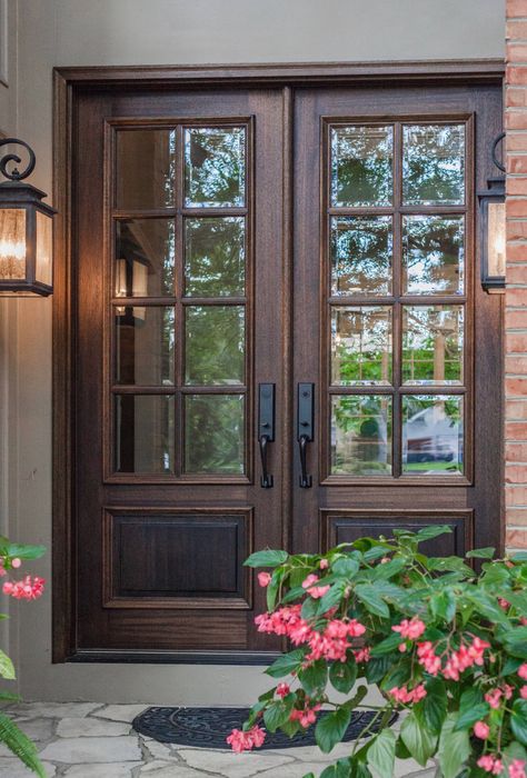 Double Front Entry Doors, French Front Doors, Double Doors Exterior, Beautiful Front Doors, French Doors Exterior, Double Door Design, Wood Front Doors, Entrance Door Design, House Front Door